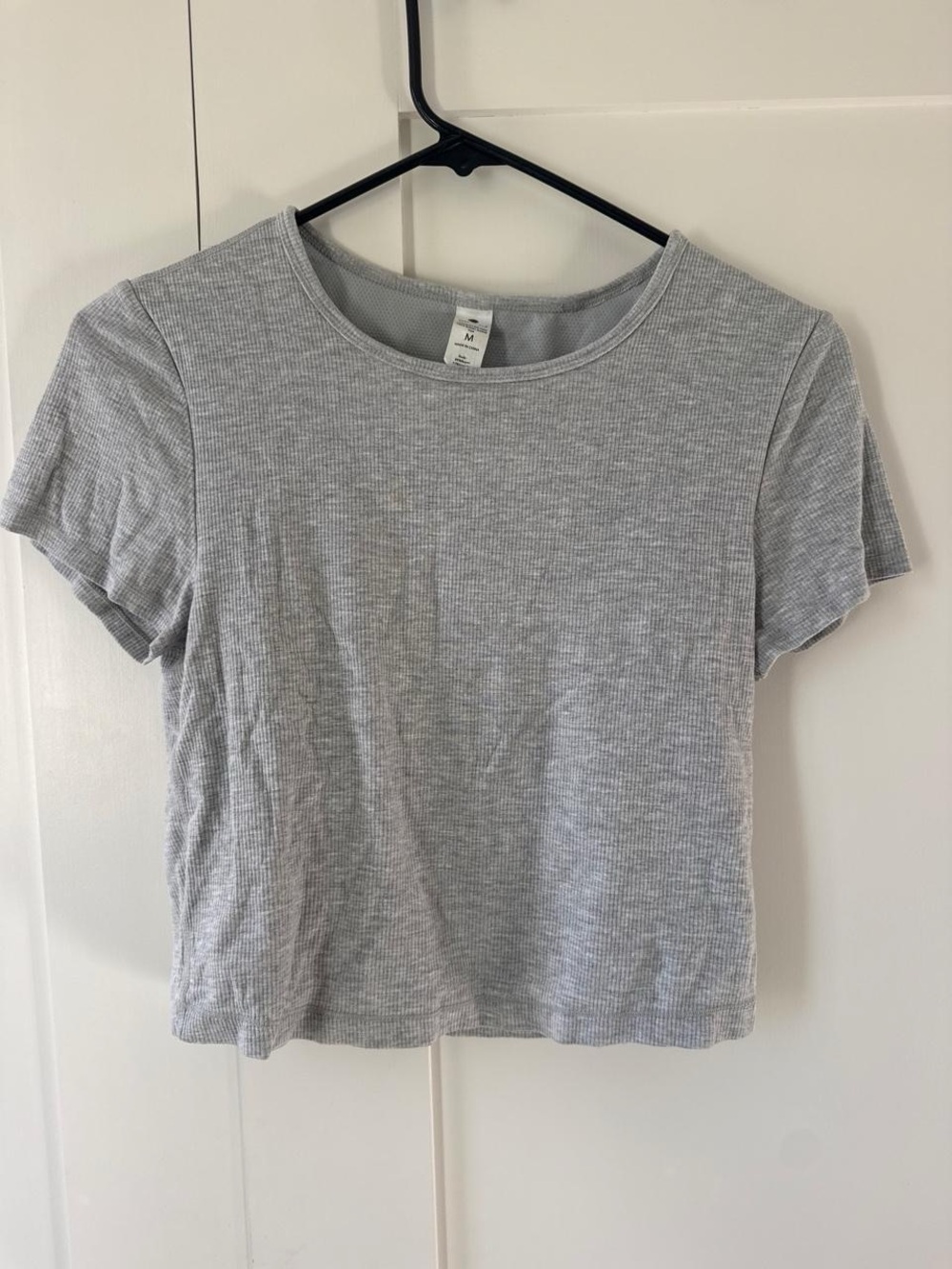 Yogalicious Light Gray Ribbed Short Sleeve Tee